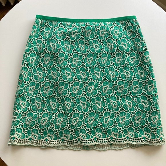J. Crew Green Lace Skirt